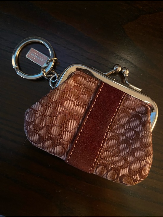 Coach Accessories - Coach Pink and Burgundy Signature Kiss-Lock Keyring Coin Purse
